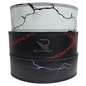 Ceinture de musculation unisexe Premium RC Fitness Wear en cuir de vachette 10 mm, respirante, imperméable, protection avancée, boucle à levier - Product Image 1