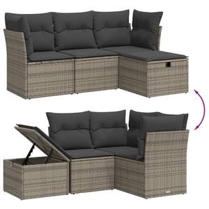 Conjunto de Sofá Grande para Jardín en Poliratán Gris con Acero con Recubrimiento en Polvo, Muebles de Exterior Premium - Product Image 3