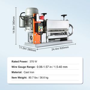 Spellatura Cavi Elettrici Manuale a Manovella 370 W 88 Ft/min Spellacavi Motorizzato 0.06FT 1.57FT Attrezzatura per Riciclo Rifiuti Metallici - Product Image 4