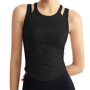 Débardeur tricoté respirant personnalisé pour femme avec logo frontal, style sportif pour le yoga - Product Image 5