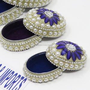 Indian Handmade Jewelry Trinket <b>Box</b> with Beaded Design Luxury <b>Wedding</b> <b>Favor</b> Packaging <b>Box</b> Trinket Jewelry <b>Box</b> 2 pcs Set - Product Image 5