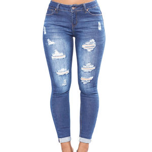 Jeans de Mezclilla Azul Clásico para Mujer, Marca Personalizada, OEM, ODM, Directo de Fábrica - Product Image 2