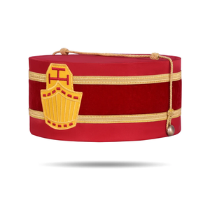 Casquette de Régalia Maçonnique en Gros, Modèle Ancien Prêtre Supérieur du Chapitre Royal Arch, avec Emblème Rouge et Tresse Dorée - Product Image 2
