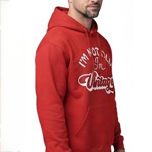Nouveautés – Sweat à capuche rouge personnalisé pour homme avec logo et impression « I'm Not Old I'm Vintage », en coton tricoté décontracté pour l'automne - Product Image 2