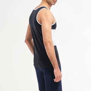 <b>Men's</b> Black <b>White</b> Color Blocked Sleeveless Tank Top O-Neck Breathable Cotton Casual Summer Wear Regular Fit Pullover Outerwear - Product Image 2