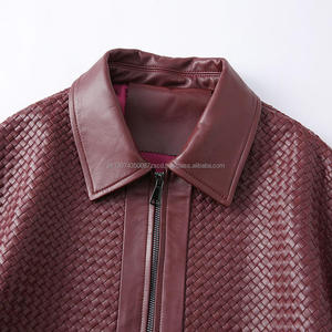 Blouson moto réversible en cuir PU vert pour homme, imperméable, col rabattable, fermeture éclair, motif embossé, coupe ajustée - Product Image 6