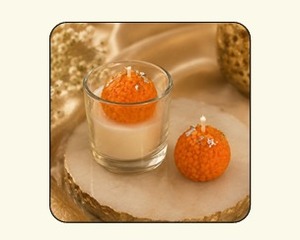 Mini porte-bougie en verre rond avec bougie Ladoo orange, décoration de Noël pour la maison, réutilisable, résistant à la chaleur - Product Image 2
