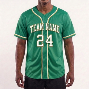 Camiseta de Béisbol Verde Personalizada de Alta Calidad, con Botones al Frente, Manga Corta, Malla Transpirable, Nombre y Número del Equipo, Hecha en Pakistán - Product Image 5
