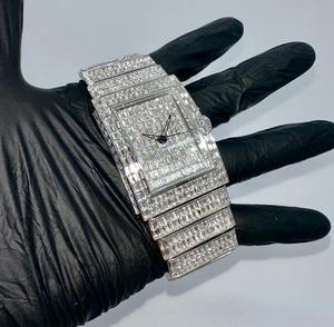 Reloj de Lujo Rectangular Estilo Hip Hop con Diamantes Baguette, Acero Inoxidable, Estilo Rapper, Movimiento ETA - Product Image 2