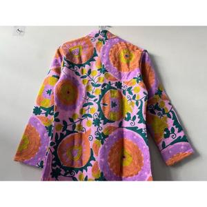 Handcrafted Knitted Breathable Cotton Long Suzani Embroidered Colorful Floral Varsity <b>Jacket</b> Festive Gift for <b>Women</b> - Product Image 4