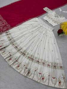 Women's <b>Purple</b> Orange Pink Lehenga Choli Cotton Traditional Wedding <b>Dress</b> Floor-Length Loose Fit All Seasons India Pakistan Styl - Product Image 3