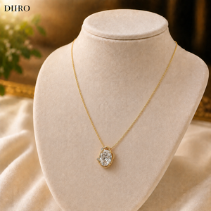 Premium Moissanite Oval Shape Diamond <b>Pendant</b> 18K Vermeil Yellow <b>Gold</b> Everyday Wear Jewelry - Product Image 5