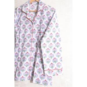 Floral Cotton Printed <b>Pajama</b> Set for Women Soft Comfortable Night <b>Suit</b> Breathable Sleepwear Outfit - Product Image 3