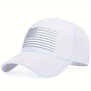 Gorra de Béisbol Color Granate de 6 Paneles con Logotipo Bordado de la Bandera de EE. UU. en la Parte Delantera, Ajustable, Unisex, Tela de Sarga, Estilo Casual - Product Image 3