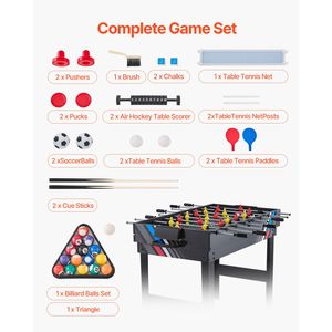 Set Tavolo da Gioco 4-in-1: Air Hockey 48 Pollici + Biliardo + Calcio Balilla + Ping Pong - Product Image 5