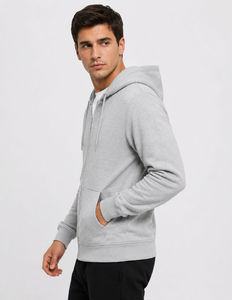 Premium Cotton French Terry Men <b>Zip</b> <b>up</b> Hoodie Streetwear Full Zipper 350g Breathable Anti-Shrink Custom - Product Image 3