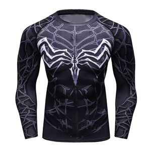Freandy Sports MMA Rashguard à manches longues pour homme, imprimé par sublimation motif toile d'araignée, séchage rapide, compression, BJJ - Product Image 3