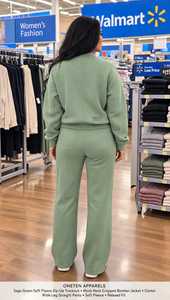 Conjunto Deportivo de Mujer en Verde Salvia con Cierre, Cuello Alto y Manga Larga, 2 en 1, Ligero e Informal - Product Image 2