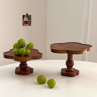 Support à gâteau en bois avec motif floral pour décoration intérieure, thème fruits d'anniversaire, style rustique