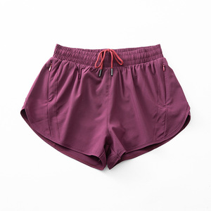 Shorts de sport 2-en-1 en molleton 100 % coton respirant et écologique pour femmes et filles, séchage rapide, élastiques, pour la course et le tennis – Vente en gros - Product Image 1