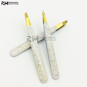 Pince à épiler sourcils RMI en gros, personnalisée, couleur nude scintillante et pointe dorée, ensemble de pinces à épiler - Product Image 6