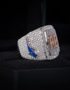 Luxury Moissanite Cocktail Ring 925 Silver 18K Solid Gold Pave Setting <b>Letter</b> Pattern Unisex Gift Jewelry - Product Image 1