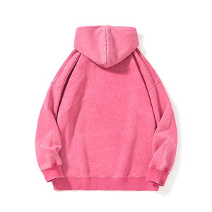 100% algodón lavado ácido personalizado Sudadera con capucha de alta calidad de gran tamaño desgastado francés Terry bordado Logo patrón sólido liso invierno - Product Image 5