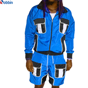 Conjunto Corto de Verano para Hombre, Cómodo y Personalizado, Estilo Vintage, Malla de Satén, Cierre de Cremallera, Bordado, Cortavientos Deportivo de Nailon Impermeable - Product Image 4