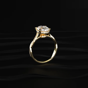 Bague en diamant ovale 1 carat avec bande pavée torsadée et halo caché, diamant sans défaut, clarté VVS-VS, bague de joaillerie festive pour femme - Product Image 3
