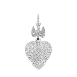 Heart Shape Round Lab Grown Diamond Charm <b>Pendant</b> Custom 14K <b>Solid</b> <b>Gold</b> Ruby Accent Minimalist Modern <b>Pendant</b> Jewelry Wholesale - Product Image 3