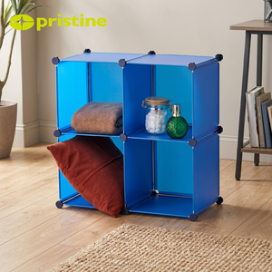 Green Cube <b>Storage</b> Organizer 2 Layer PP <b>Stackable</b> Shelving Unit for Home Sundries Modern Design - Product Image 3
