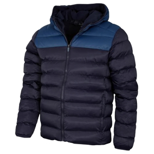 Custom Windproof Hooded <b>Men</b> Puffer Jacket Eco-Friendly Lightweight Water-Resistant Knitted Solid Zipper Closure Streetwear - Product Image 1