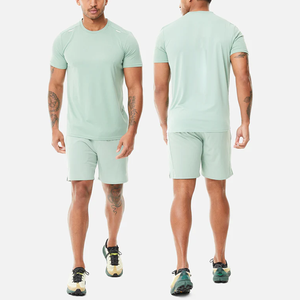 Ensemble short et t-shirt décontracté en tricot extensible (spandex/coton) pour homme, séchage rapide, idéal pour l'été - Product Image 2