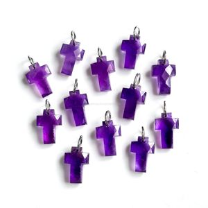 Colgante de Cruz Sagrada de Amatista Púrpura AAA, Plata de Ley 925, Gema de Amatista Tallada a Mano para Fabricación de Joyas al por Mayor - Product Image 6