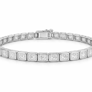 Pulsera de tenis de moissanita con certificación GRA de RAMDUT IMPEX, chapada en plata, corte de corazón, personalizable, con perlas de diámetro ajustable y engaste de garra, brillante. - Product Image 1
