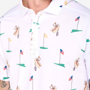 Camisa de Golf Casual de Manga Corta para Hombre, Blanca, de Poliéster Transpirable, con Botones al Frente - Product Image 4