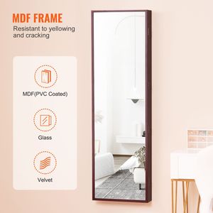 47.05 Inch Tall <b>Lockable</b> Jewelry <b>Cabinet</b> Armoire Full Length Mirror Jewelry Organizer Wall Mounted Mirror Jewelry <b>Cabinet</b> - Product Image 6