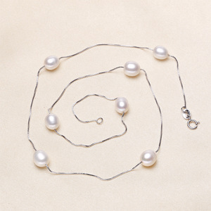 Collier de perles d'eau douce presque rondes de Zhuji Pearl, boucle en argent S925 impeccable, cadeau de fête des mères, vente en gros - Product Image 4