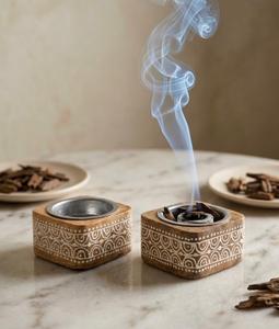 Hand Made <b>Sandalwood</b> <b>Incense</b> Burner With Metal Insert Aromatherapy Diffuser All Season Use Unique Style Decor Ramadan Eid - Product Image 2