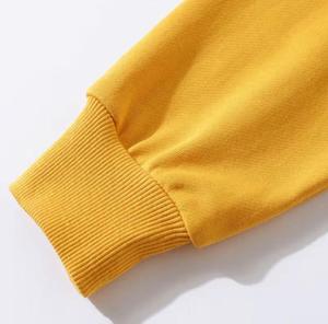 Sweat-shirt à capuche unisexe jaune, coupe ample, décontracté, en molleton tricoté, couleur unie, avec poches, pour l'hiver, polyester/coton - Product Image 4