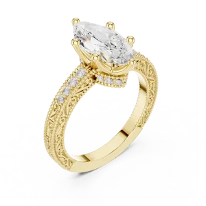 Anillo de Diamantes Redondos con Piedras Cultivadas en Laboratorio y Oro Sólido para Compromisos, Bodas, Aniversarios y Regalos - Product Image 2