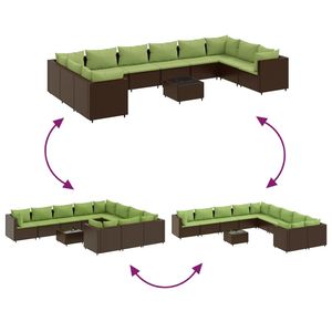 Set di 10 Grandi Divani Modulari da Esterno in Rattan PE Marrone - Product Image 6