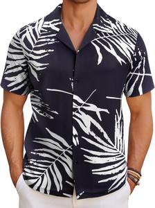 Chemise hawaïenne décontractée à manches courtes pour homme, motif floral tropical, boutonnée, colorée, en coton, idéale pour les vacances d'été - Product Image 3