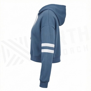 Haut à capuche tricoté surdimensionné de haute qualité pour femme, collection Automne Hiver Été 2025, style Jogger Jumper, coupe courte personnalisée, 380 g/m² - Product Image 3