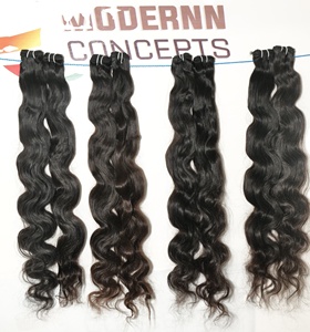 Paquets indiens bruts en gros de couleur noire naturelle Bodywave Bundles Extensions de cheveux humains de temple non transformés - Product Image 1