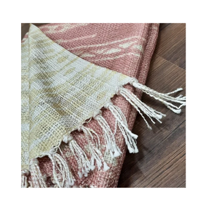Plaid réversible en coton 52 x 72 pouces 260 GSM 34 TC à motif bicolore avec bords frangés, couvre-canapé, textile de salon - Product Image 3