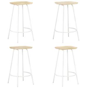Ensemble de 4 tabourets de bar en bois blanchi et blanc - Product Image 1