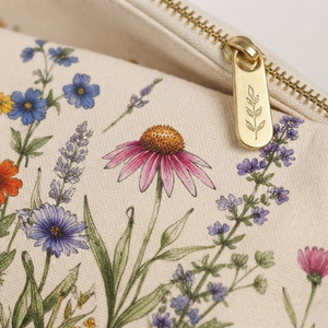 Ensemble de trousses à fermeture éclair en jute à motifs floraux, écologiques, imprimés botaniques, taille personnalisée, grande capacité, pour voyage, rangement, articles de toilette, sac cadeau - Product Image 6