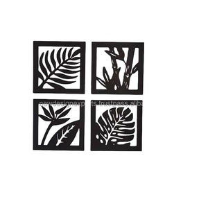 Ensemble de 4 cadres muraux mobiles en métal avec motif de feuilles en bois de style Art déco - Product Image 4