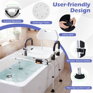 4 Position Swivel Seat and Left Right Slide 300LBS Capacity Sliding <b>Shower</b> <b>Chair</b> Bathroom Safety Equipment - Product Image 5